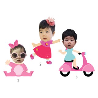 Combo 3 chibi thiết kế bé gái trang trí sinh nhật