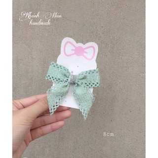 Kẹp tóc nơ viền lỗ size 8cm cho bé gái ( ảnh thật KH handmade )
