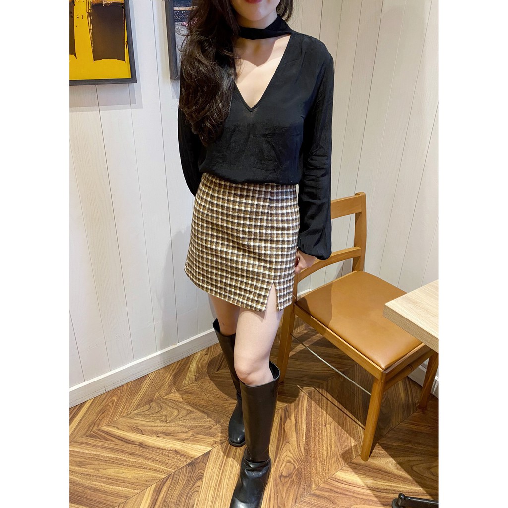 Chân Váy Nữ Dạ Ngắn Xẻ SILBER | BigBuy360 - bigbuy360.vn