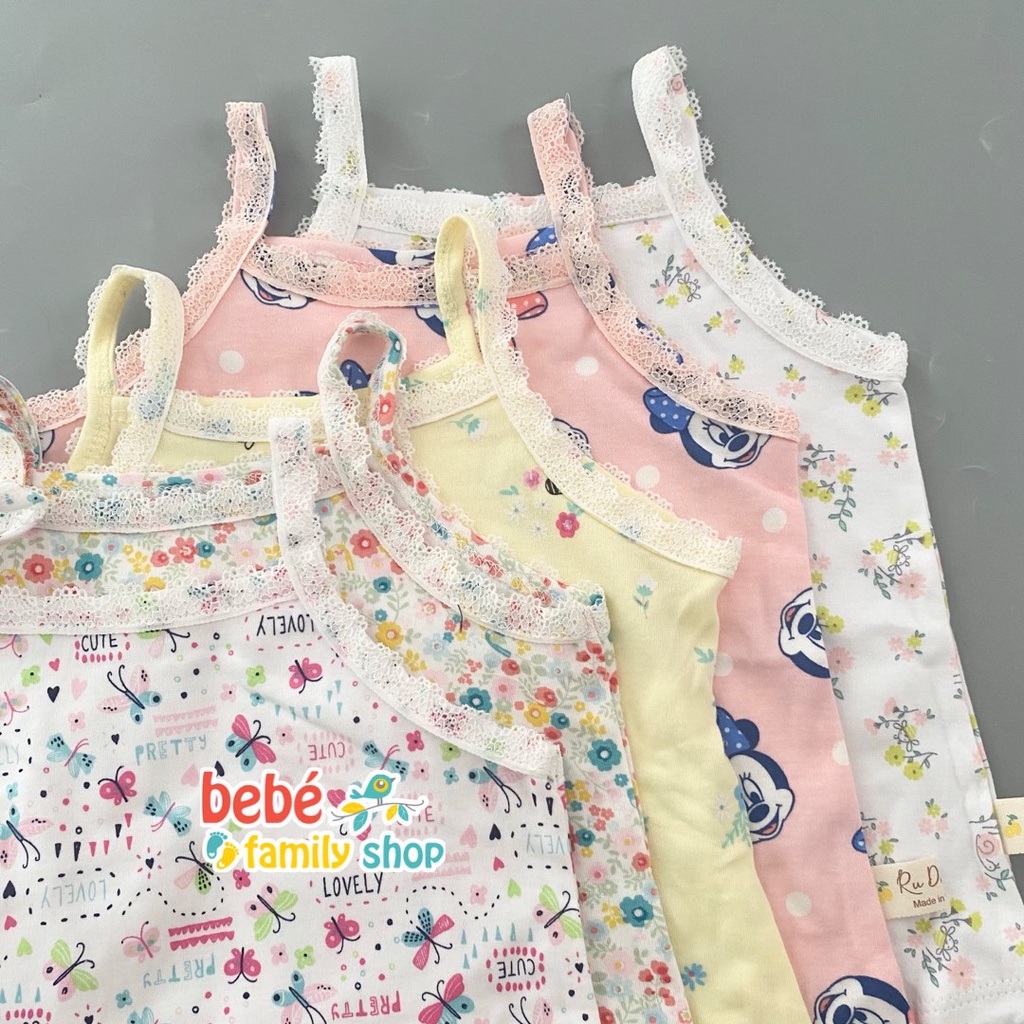 Set bộ hai dây bé gái thun cotton phối ren