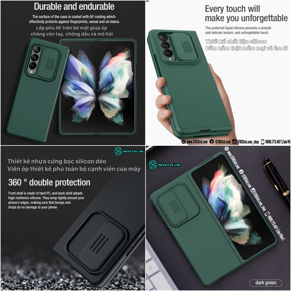 ỐP LƯNG SAMSUNG GALAXY Z FOLD 3 5G NILLKIN CAMSHIELD SILKY SILICON BẢO VỆ CAMERA CHÍNH HÃNG