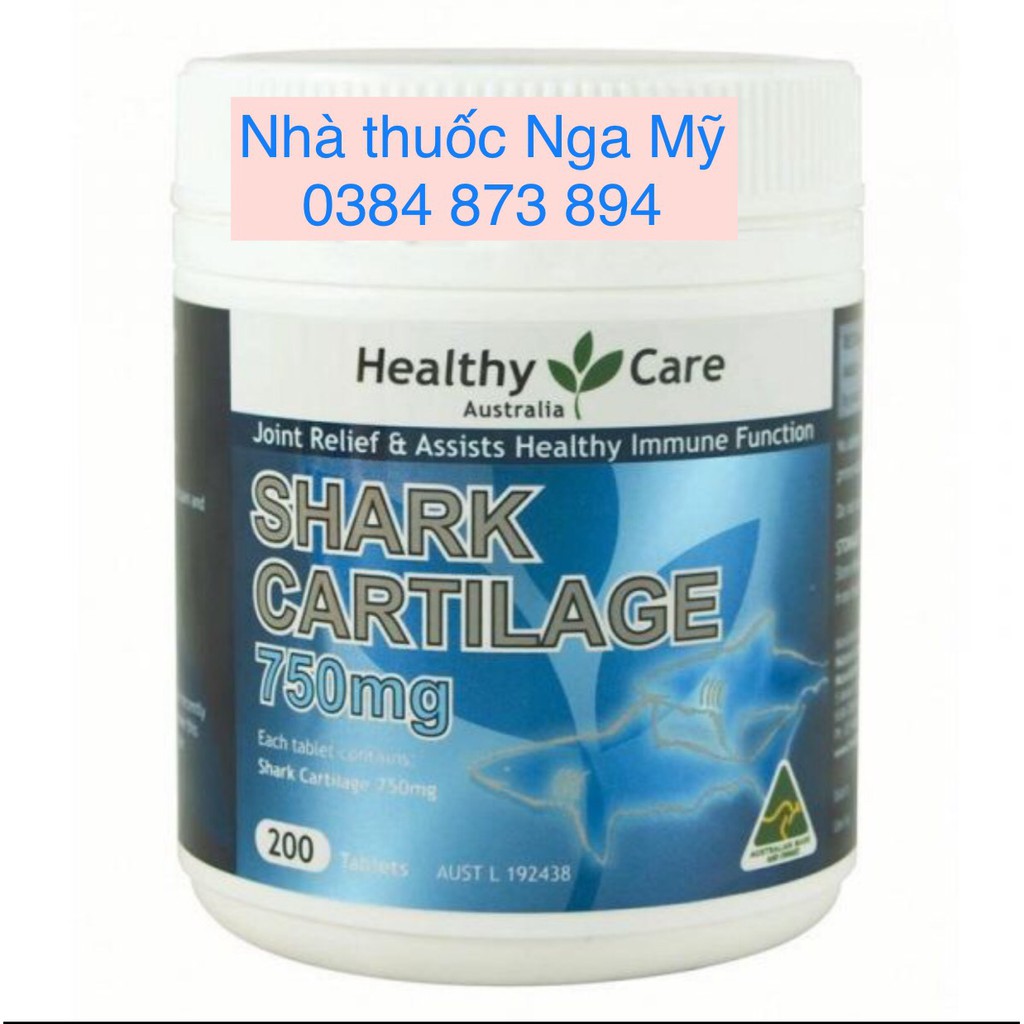 Viên uống Shark Cartilage 750mg Sụn Vi Cá Mập Healthy Care 200 viên - Hỗ trợ xương khớp sụn cá mập