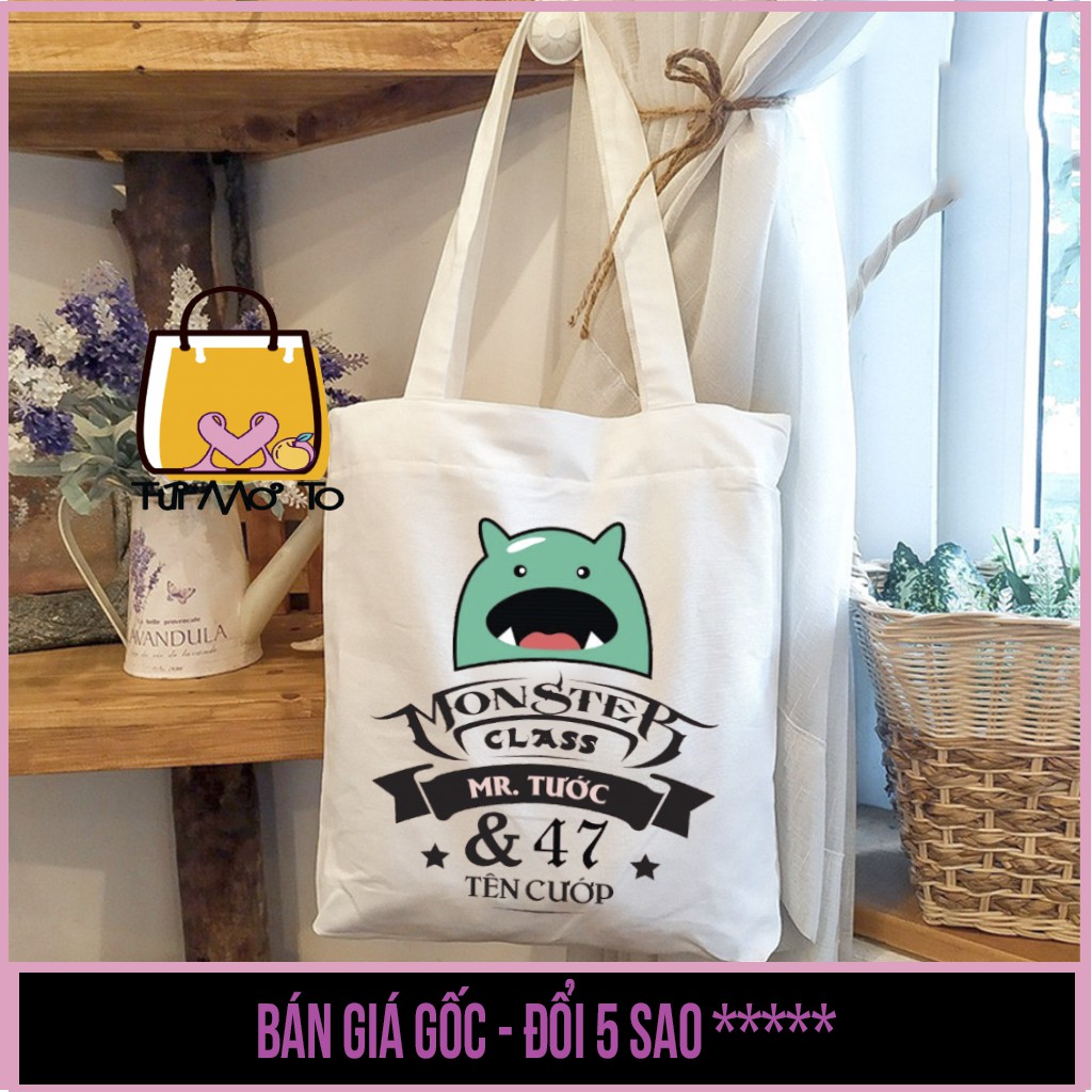 Túi tote VUÔNG THEO YÊU CẦU - Túi canvas - Túi Vải có khóa kéo - Túi Mơ To store