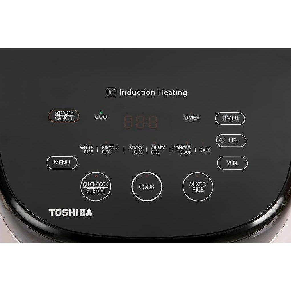 Nồi cơm cao tần 1.0L Toshiba RC-10IX1PV lòng chống dính hẹn giờ nấu vỏ thép phủ sơn đen 1000W - Bảo hành hãng 12 tháng