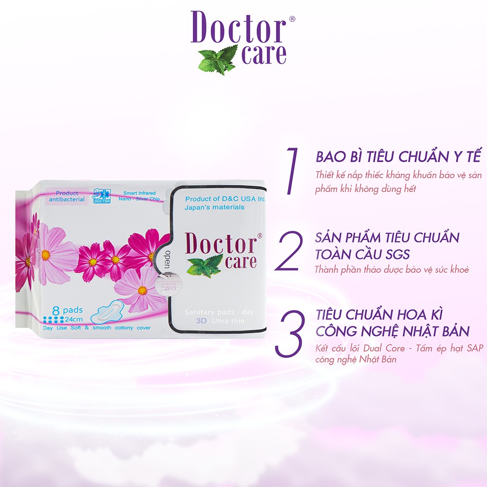 6 gói băng vệ sinh thảo dược Doctor care Ban ngày 8 miếng mát lạnh