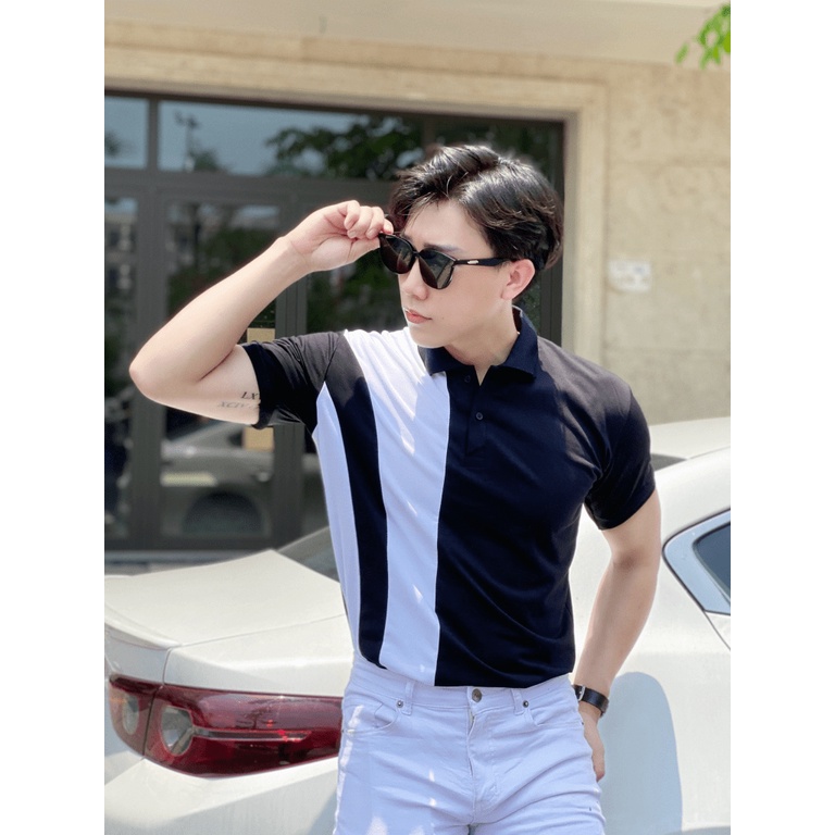 ÁO THUN NAM PHỐI HỌA TIÊT CHÉO ĐEN PHONG CÁCH SOÁI CA HÀN QUỐC THỜI TRANG VALENTINA