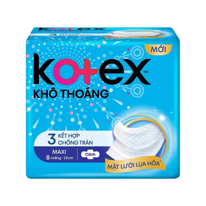 BĂNG VỆ SINH KOTEX DÀY CÁNH MẶT LƯỚI 23cm (1 gói 8 miếng)