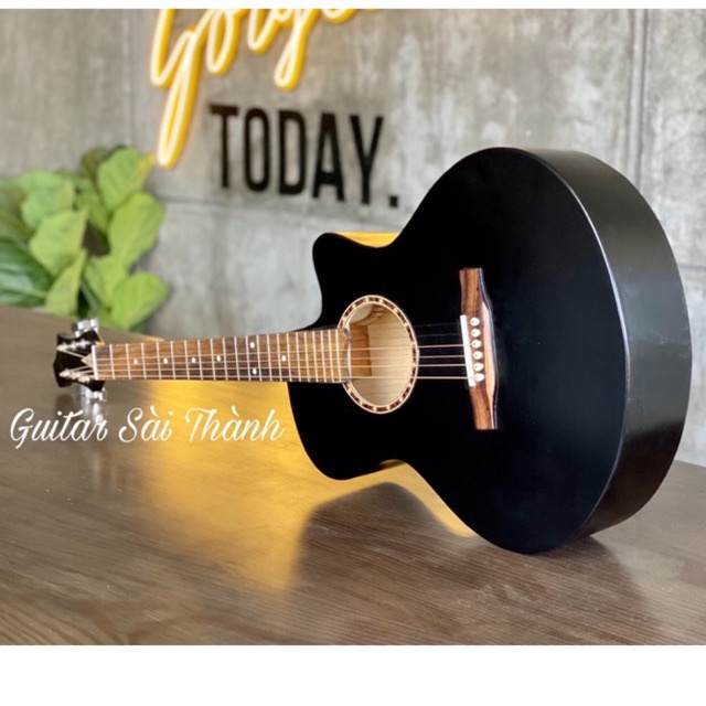 Đàn Guitar Acoustic Chính Hãng ST.Real Guitar Sài Thành mã ST-X1 Có Ty Chỉnh Cần Chất Liệu Gỗ Nhập Khẩu Màu Đen