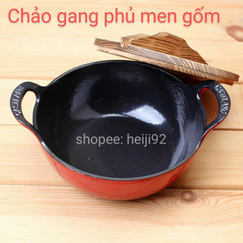 Nồi/chảo gang bầu tráng men (có ảnh thật)