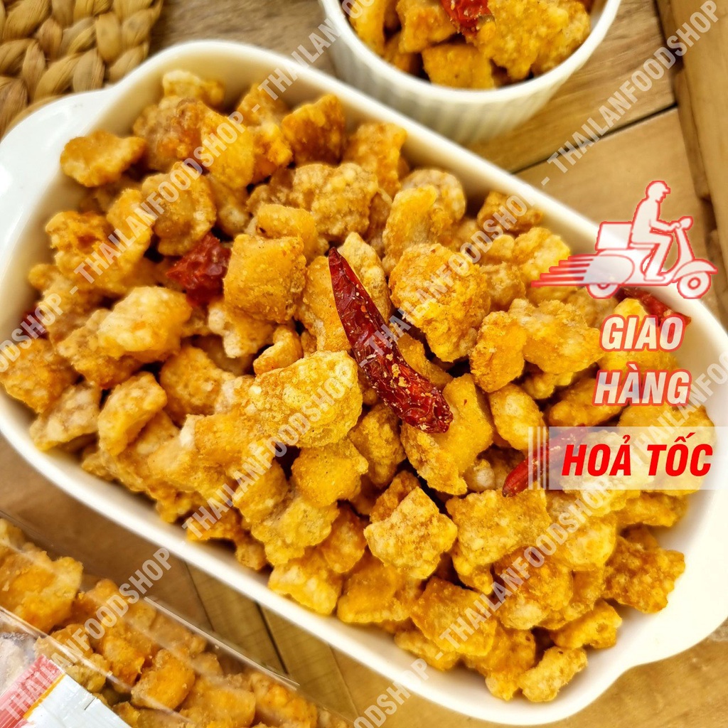 Tóp Mỡ Liền Da Muối Tỏi - Mắm Hành + Da Heo + Da Gà + Da Cá Túi 1kg