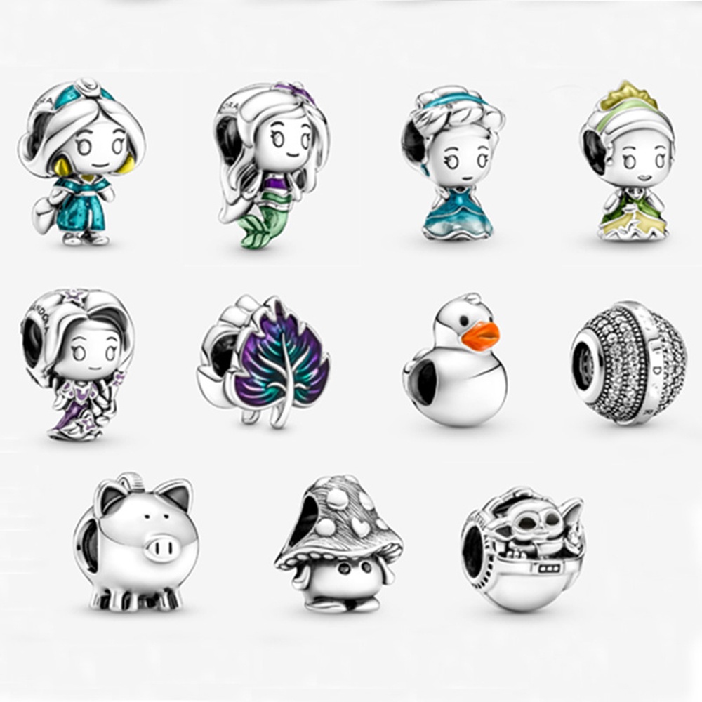 Hạt Xỏ Vòng Tay / Dây Chuyền Họa Tiết Hoạt Hình Công Chúa Dễ Thương DIY