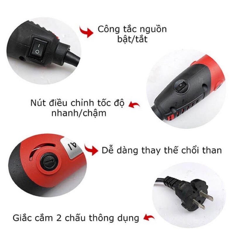 Máy mài khuôn đa năng cầm tay công suất 500W, máy mài khắc mini + Tặng kèm 2 chổi than