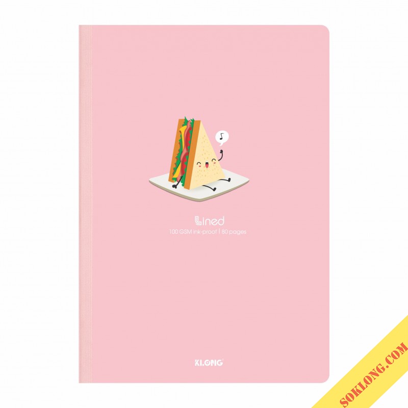 Vở 80 trang kẻ ngang dòng chấm B5 may dán gáy Lined Klong MS 825 tấp sổ bìa foodie dễ thương