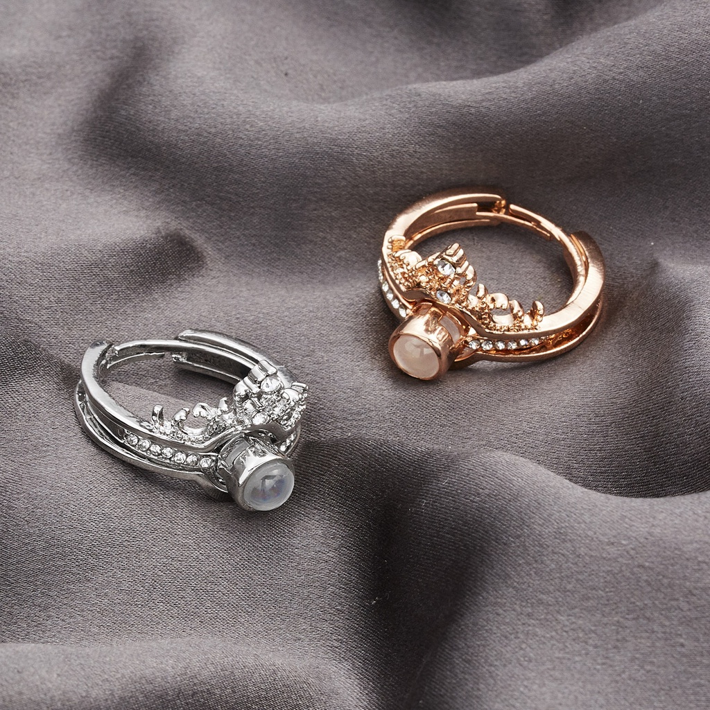 Nhẫn Cặp In Chữ I Love You Crown 100 Ngôn Ngữ Thời Trang