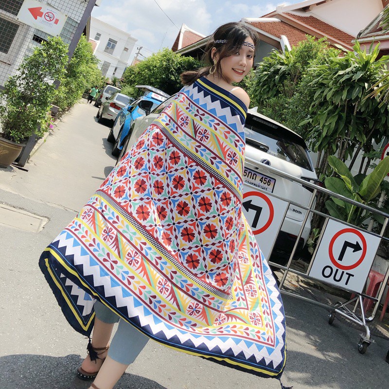Khăn choàng boho đi biển họa tiết thổ cẩm nhiều màu - Mã VS039
