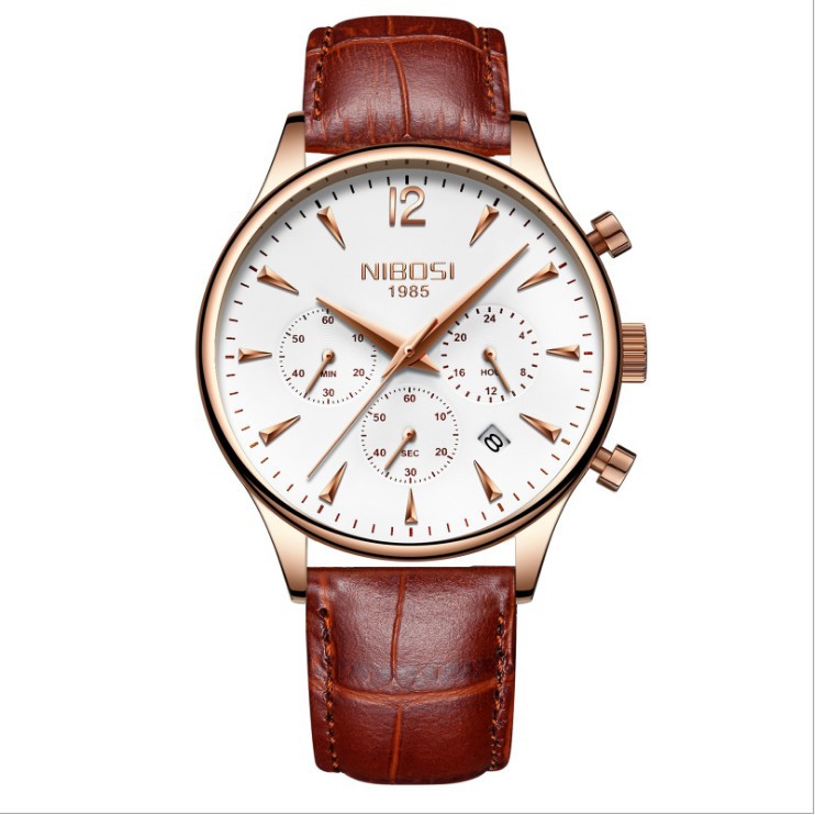 ĐỒNG HỒ NAM NIBOSI 2326 FULL BOX MẶT TRÒN,DÂY DA CAO CẤP Bán lẻ giá sỉ