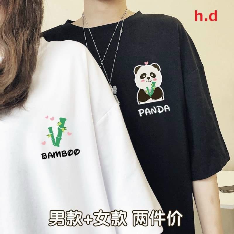 áo đôi  in gấu pada áo thun unisex fom rộng gấu pada