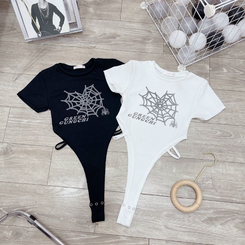 Áo bodysuit jumpsuit in hình mạng nhện | WebRaoVat - webraovat.net.vn