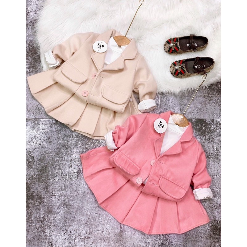 set vest dạ bé gái .