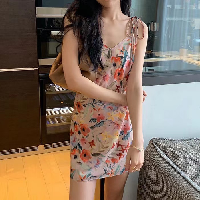 Đầm Hoa Thời Trang Mùa Hè Retro Hàn Quốc Dành Cho Nữ
