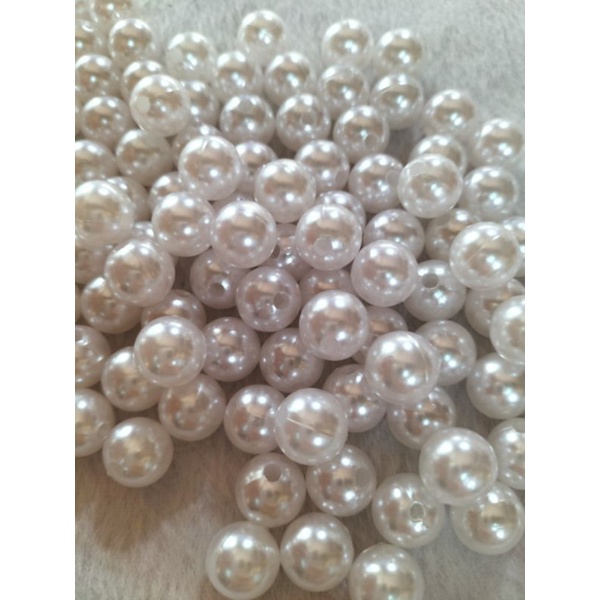 Hạt ngọc trai nhựa size 12li trắng làm handmade