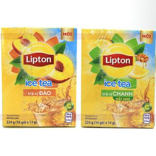 Trà Lipton Ice Tea Hòa Tan (Hộp 16 Gói X 14g) Vị Chanh, Đào