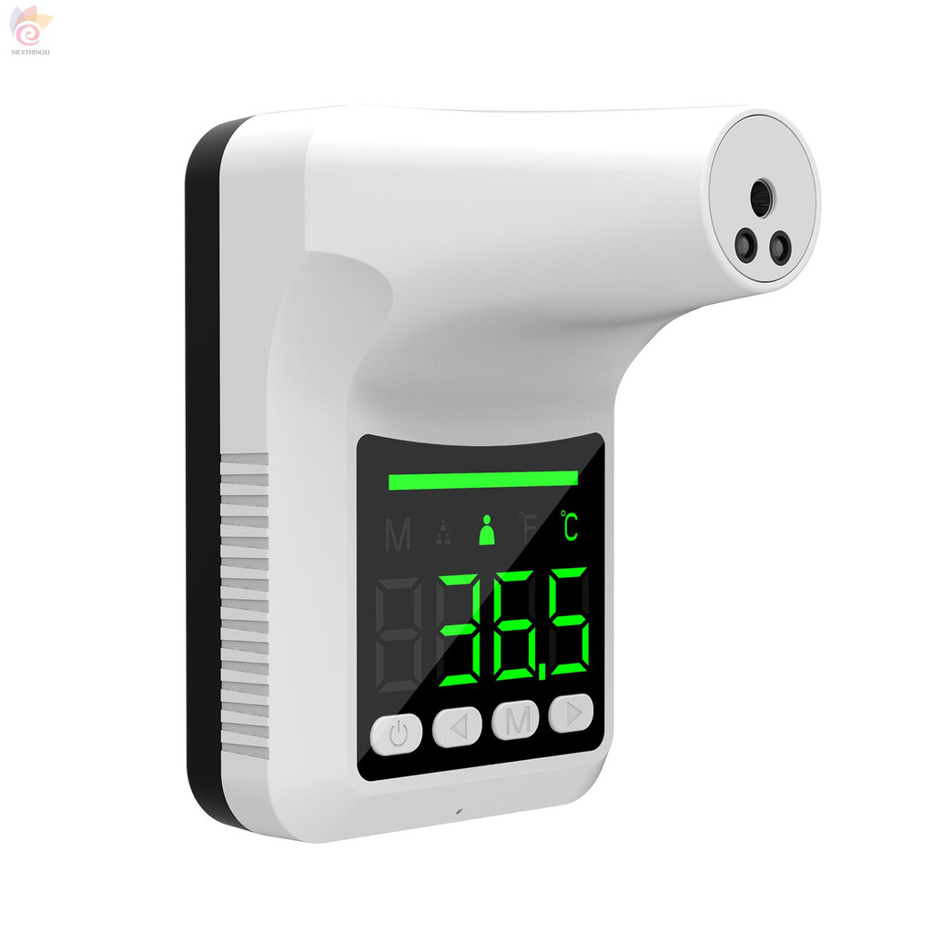 ET Non-contact Infrared Thermometer Wall-Mounted Automatic Body Temperature Scanner Touchless Forehead Thermometer Digital Temperature Reader Meter with Fever Alarm Voice Alert