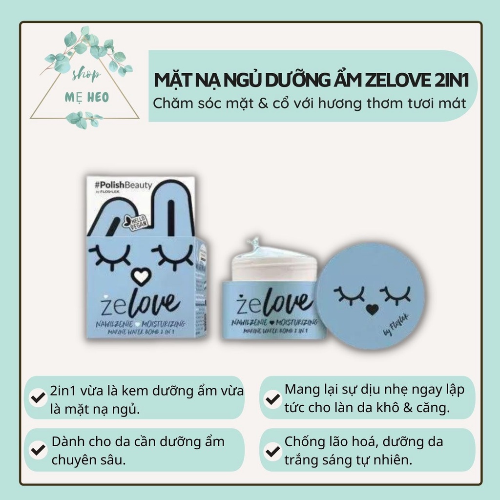 Mặt nạ ngủ Zelove cấp nước &amp; phục hồi da dành cho mặt &amp; cổ với hương thơm tươi mát 50ml