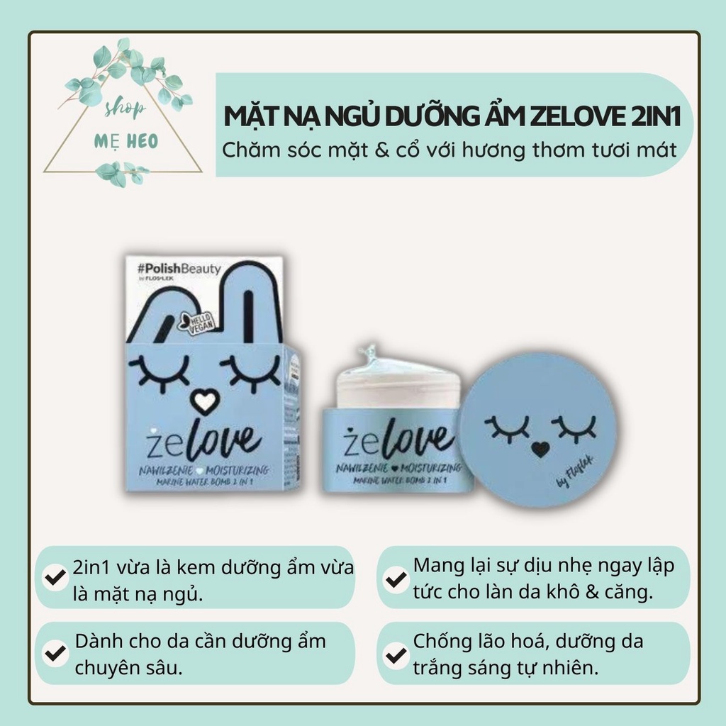 Mặt nạ ngủ Zelove cấp nước & phục hồi da dành cho mặt & cổ với hương thơm tươi mát 50ml