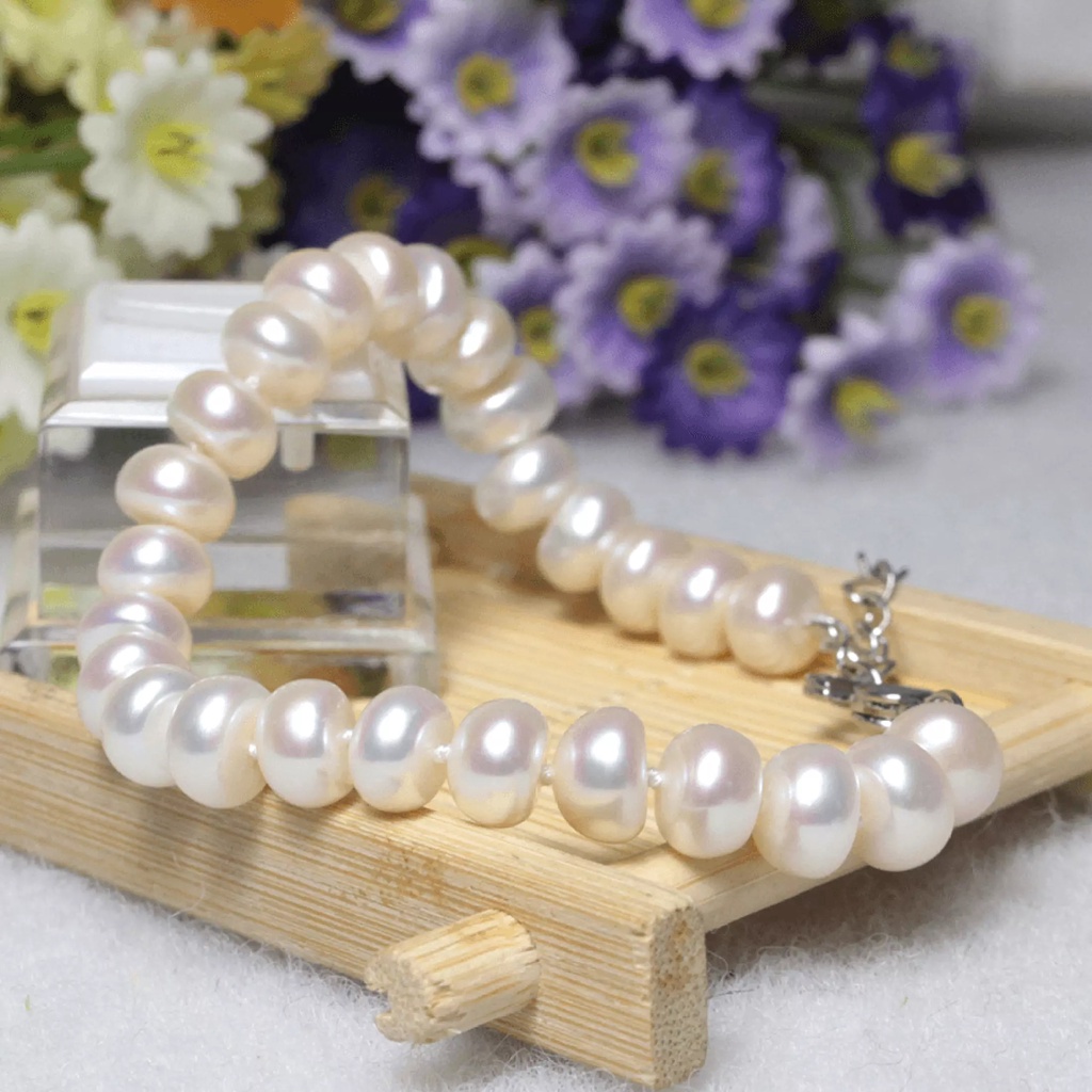 Vòng Tay Ngọc Trai Nước Ngọt Tự Nhiên Thiết Kế Đơn Giản Thanh Lịch L0408 Bảo Ngọc Jewelry