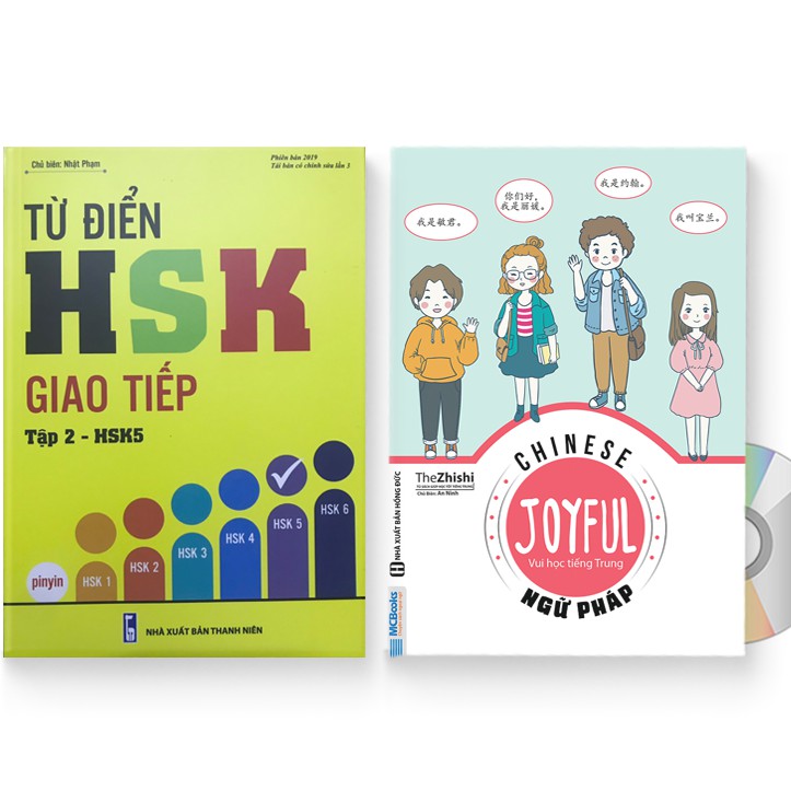 Sách - Combo: Từ điển HSK giao tiếp tập 2 - HSK5 + Joyful Chinese – Vui học tiếng Trung – Ngữ pháp + DVD quà tặng