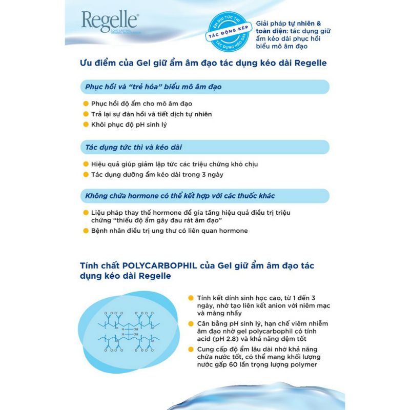 Regelle Gel đặt bôi trơn và giữ ẩm âm đạo