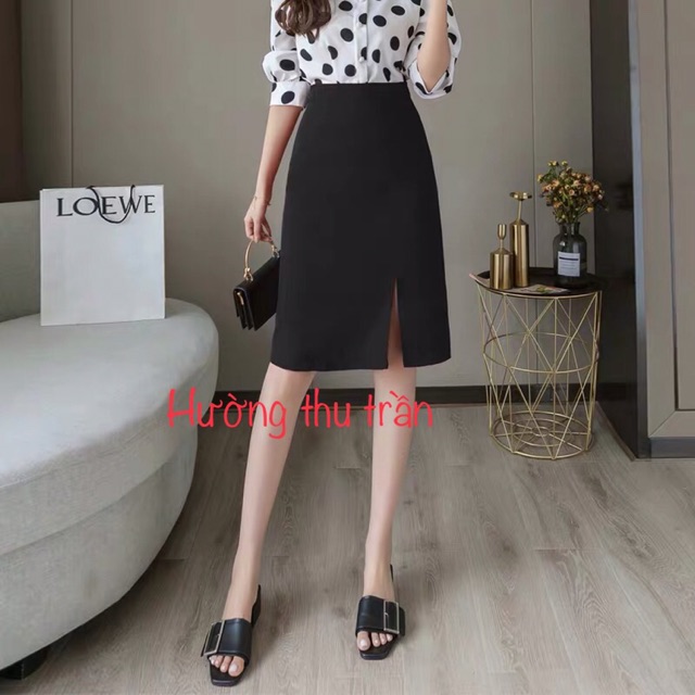 Chân Váy Chữ A Xẻ Trước Trẻ Trung, Chân Váy Công Sở Qua Gối, A xẻ 70