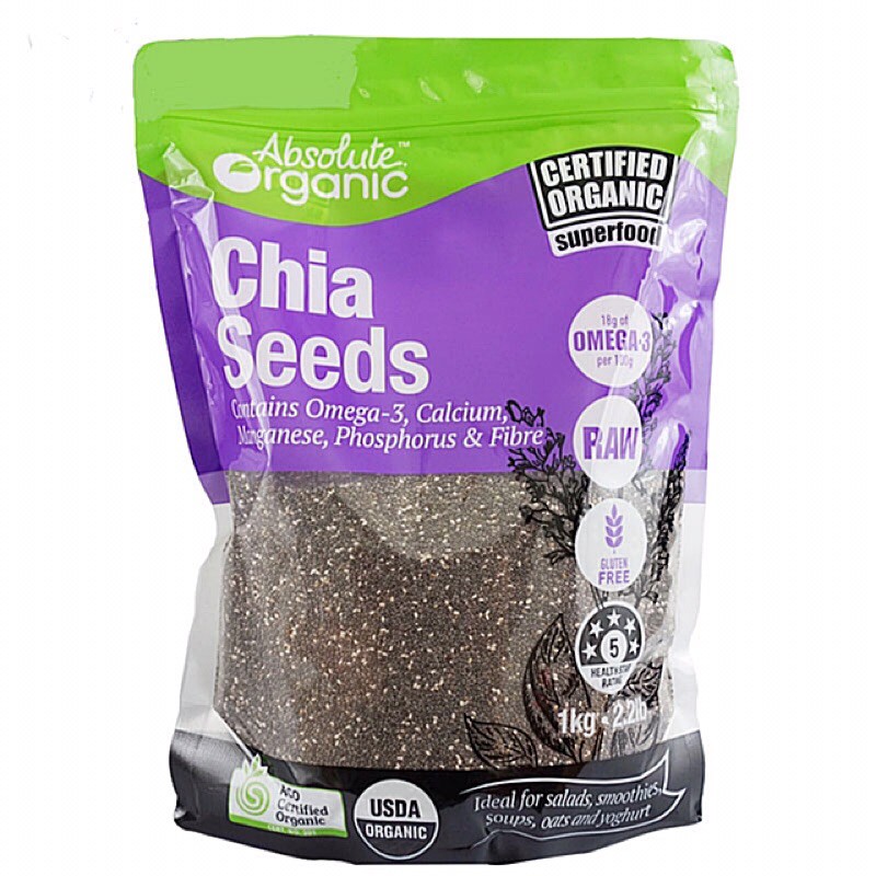 Hạt Chia Úc Absolute Organic Chia Seeds túi tím