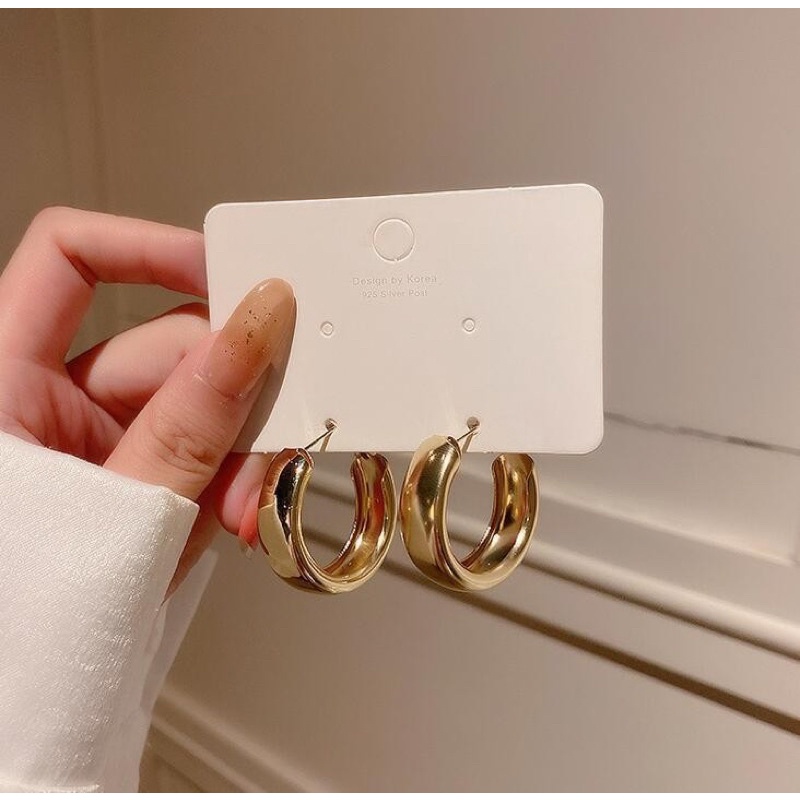 Khuyên tai khoanh tròn đơn giản - Hoa tai trơn xinh