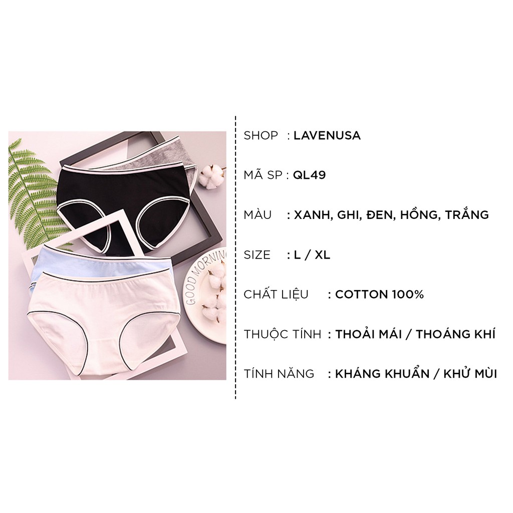 Quần lót nữ giá rẻ cotton cao cấp kháng khuẩn co giãn 4 chiều QL49 | BigBuy360 - bigbuy360.vn