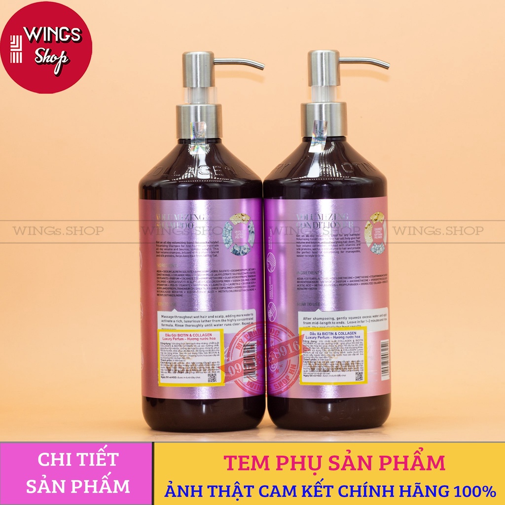 Dầu gội nước hoa Biotin Collagen Luxury Giảm rụng kích mọc tóc giúp tóc suôn mượt 1000ML | Wings Shop