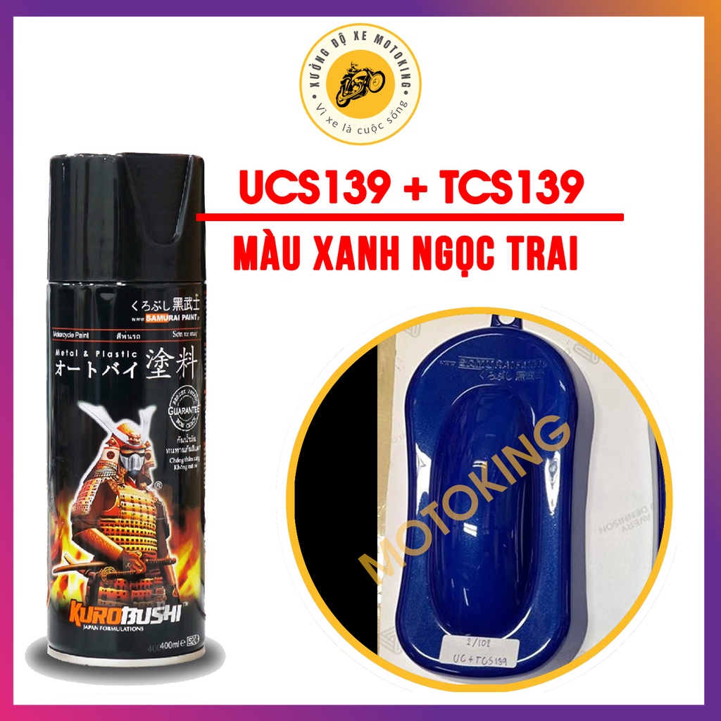 Combo sơn samurai màu xanh ngọc trai UC + TCS139  loại 2K chuẩn quy trình độ bền 5 năm gồm 2K04 - UCS139- TCS139 -2k01