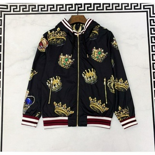 Áo khoác hoodie tay dài kiểu khóa kéo họa tiết vương miện độc đáo