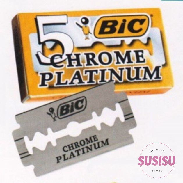 Hộp 5 lưỡi dao lam BIC Chrome Platinum / dao lam lưỡi thép không gỉ Chrome Platinum/Croma/Gillette