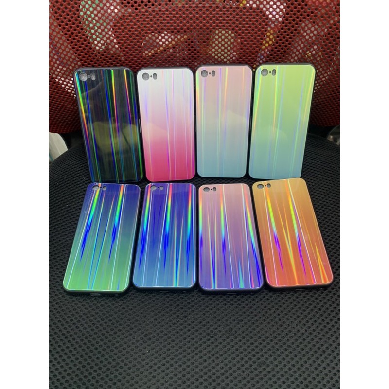 Ốp lưng iphone 5/5S/5SE viền dẻo lưng kính màu