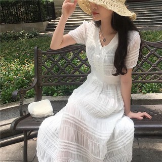 Váy voan trắng tiểu thư