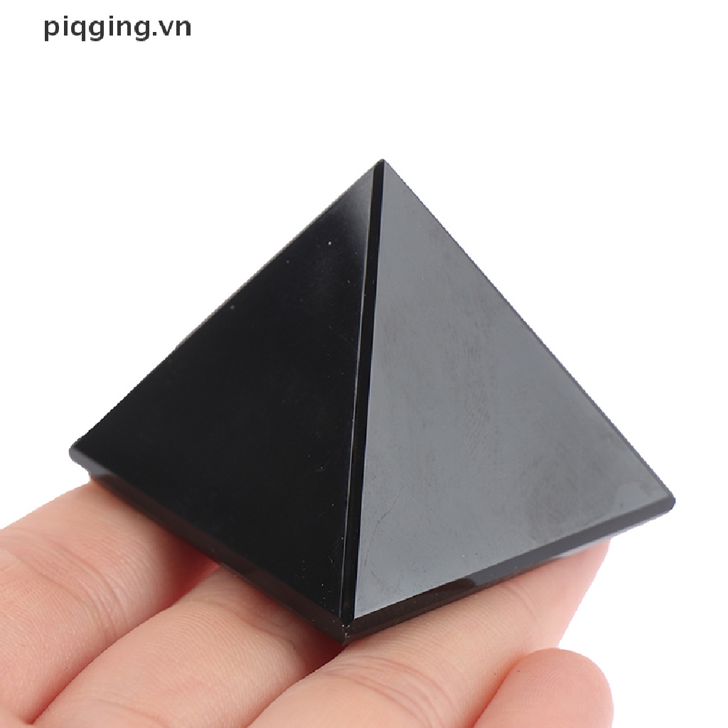 Kim tự tháp bằng đá obsidian tự nhiên bóng để bàn trang trí đẹp mắt