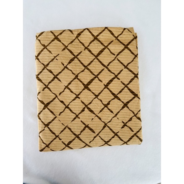 Vải thun cotton giấy nâu kẻ ô