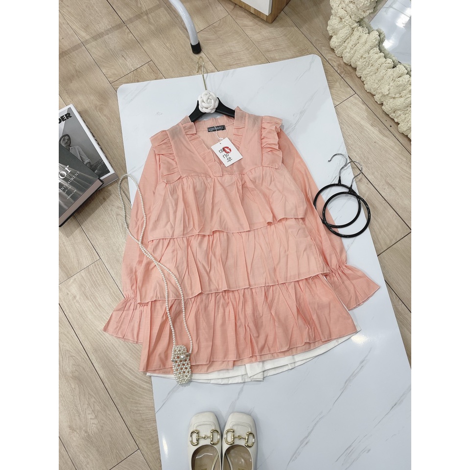 SET ÁO BÈO TẦNG MIX SOOC TRẮNG