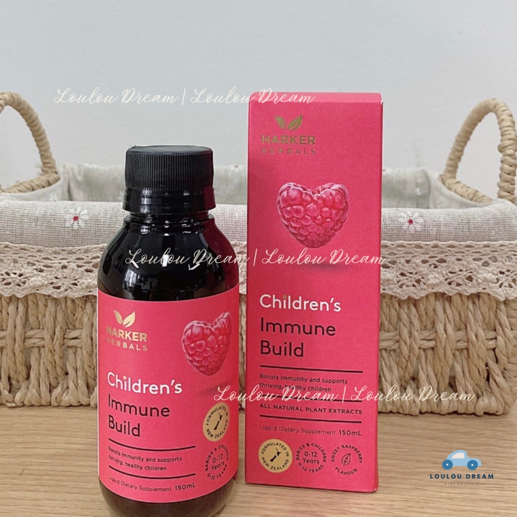 Siro tăng đề kháng Harker Herbals hồng vị mâm xôi giúp bé ăn ngon - Harker Immune Build cho bé từ sơ sinh