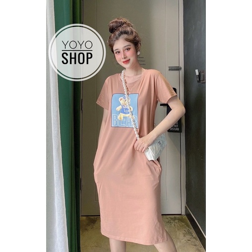 Đầm Dáng Suông Thun Thái Cổ Tròn Xẻ Tà Form Dưới 60KG | BigBuy360 - bigbuy360.vn