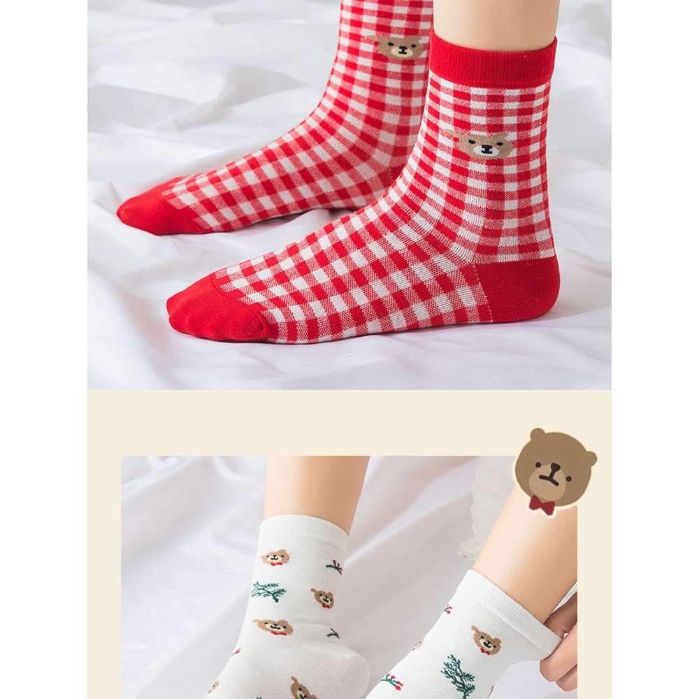 Vớ Noel cổ cao nữ Giáng sinh Tất Noel Christmas Cao cổ nữ Dễ thương Cute In hình Hoạt hình Ulzzang Hàn Quốc