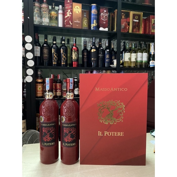 Combo 2 Chai Vang Đỏ Ý MASSO ANTICO 750ml-Tặng Hôp Đôi và Túi Xách Giấy