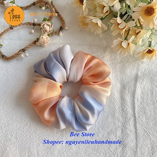 Vải hologram cầu vồng galaxy may scrunchies
